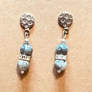 Stainless Steel Earrings Map Jasper & Crystal Rondelles Handmade